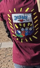 Jesusmarsch Shirt Rücken Dunkelblau